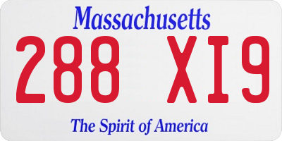 MA license plate 288XI9