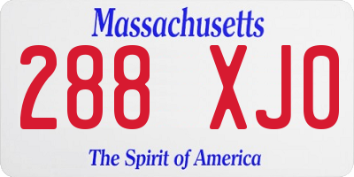 MA license plate 288XJ0