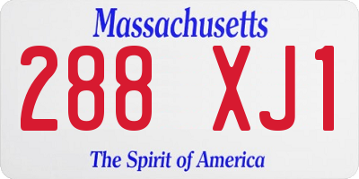 MA license plate 288XJ1