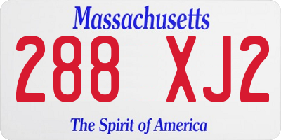 MA license plate 288XJ2