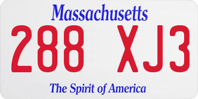 MA license plate 288XJ3