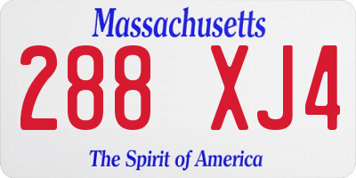 MA license plate 288XJ4