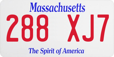 MA license plate 288XJ7