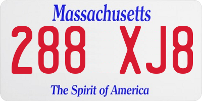 MA license plate 288XJ8