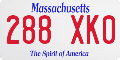 MA license plate 288XK0