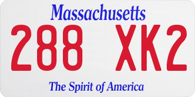 MA license plate 288XK2