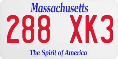 MA license plate 288XK3