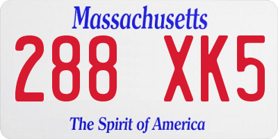 MA license plate 288XK5
