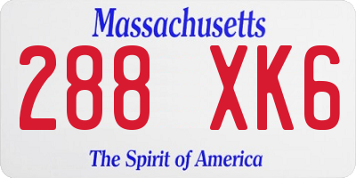 MA license plate 288XK6
