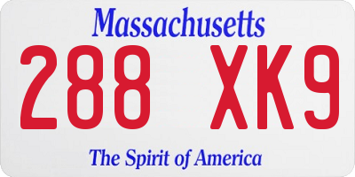 MA license plate 288XK9