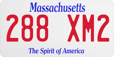 MA license plate 288XM2