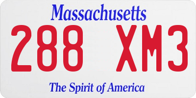 MA license plate 288XM3