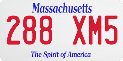 MA license plate 288XM5