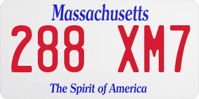 MA license plate 288XM7