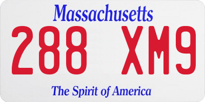 MA license plate 288XM9