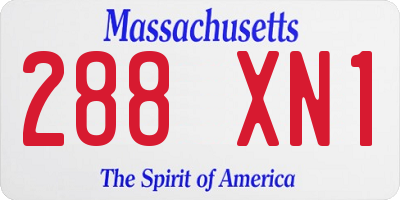 MA license plate 288XN1