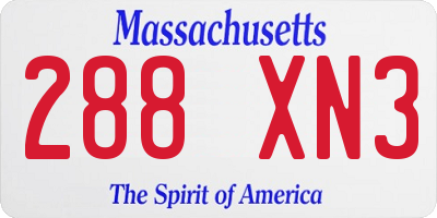 MA license plate 288XN3