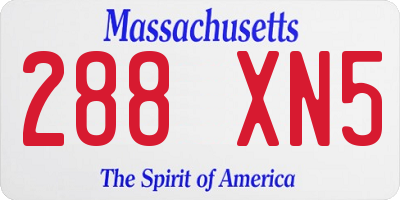 MA license plate 288XN5