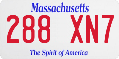 MA license plate 288XN7