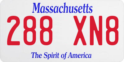 MA license plate 288XN8