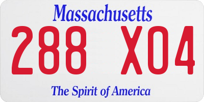 MA license plate 288XO4