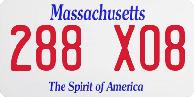 MA license plate 288XO8