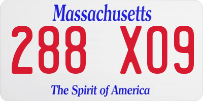 MA license plate 288XO9