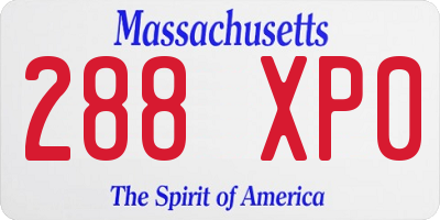 MA license plate 288XP0