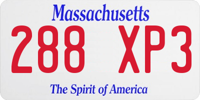 MA license plate 288XP3