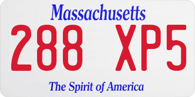 MA license plate 288XP5