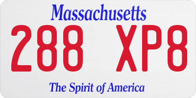 MA license plate 288XP8