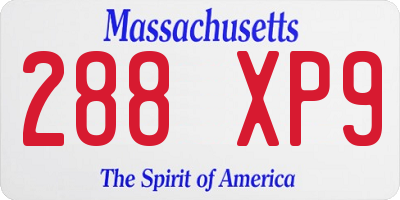 MA license plate 288XP9