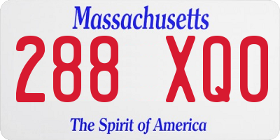 MA license plate 288XQ0