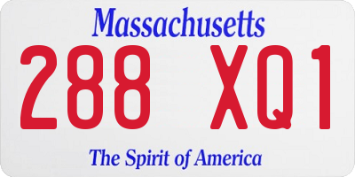 MA license plate 288XQ1