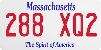 MA license plate 288XQ2