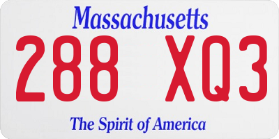 MA license plate 288XQ3