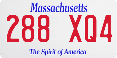 MA license plate 288XQ4