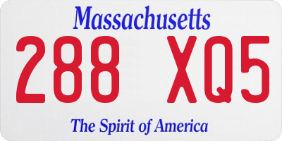 MA license plate 288XQ5