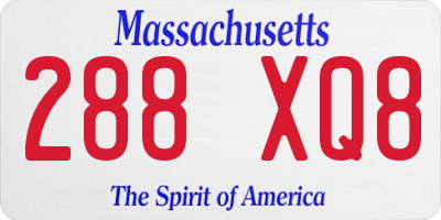 MA license plate 288XQ8