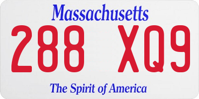 MA license plate 288XQ9