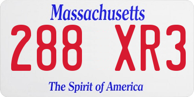 MA license plate 288XR3