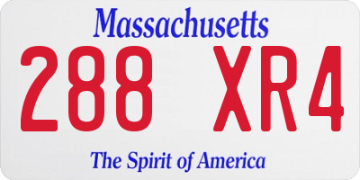 MA license plate 288XR4