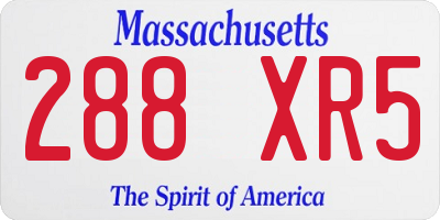 MA license plate 288XR5
