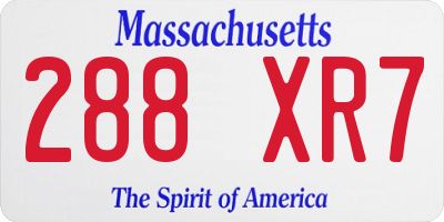 MA license plate 288XR7