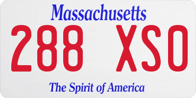 MA license plate 288XS0