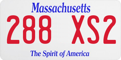 MA license plate 288XS2