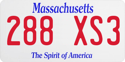 MA license plate 288XS3