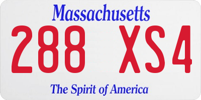 MA license plate 288XS4