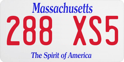 MA license plate 288XS5