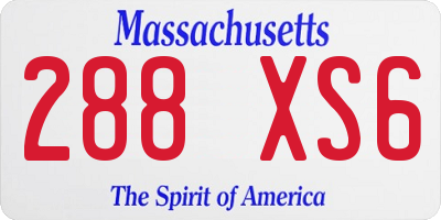 MA license plate 288XS6